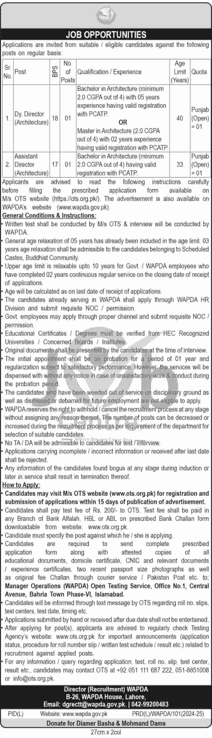 Today WAPDA Jobs 2024 Advertisement