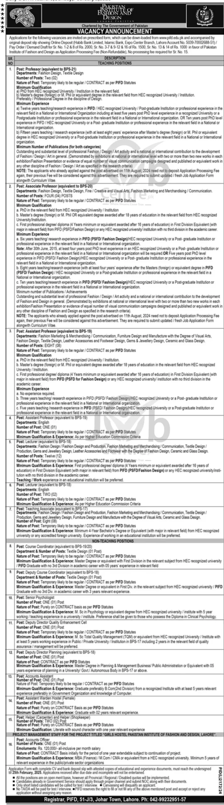 PIFD Jobs 2025 Latest Advertisement