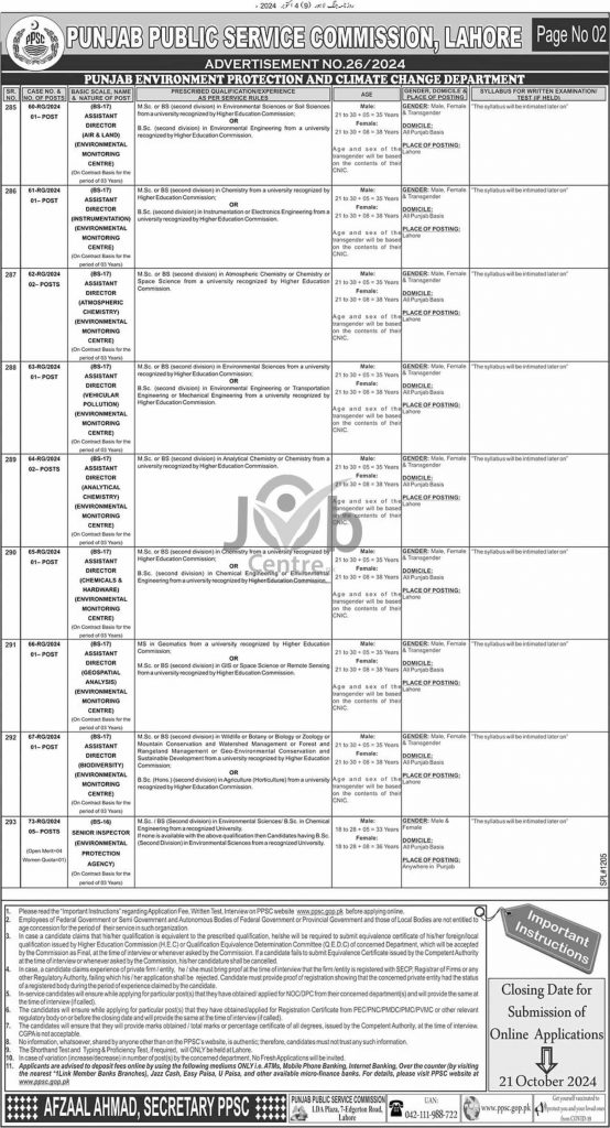 PPSC Jobs 2024 Advertisement No 26