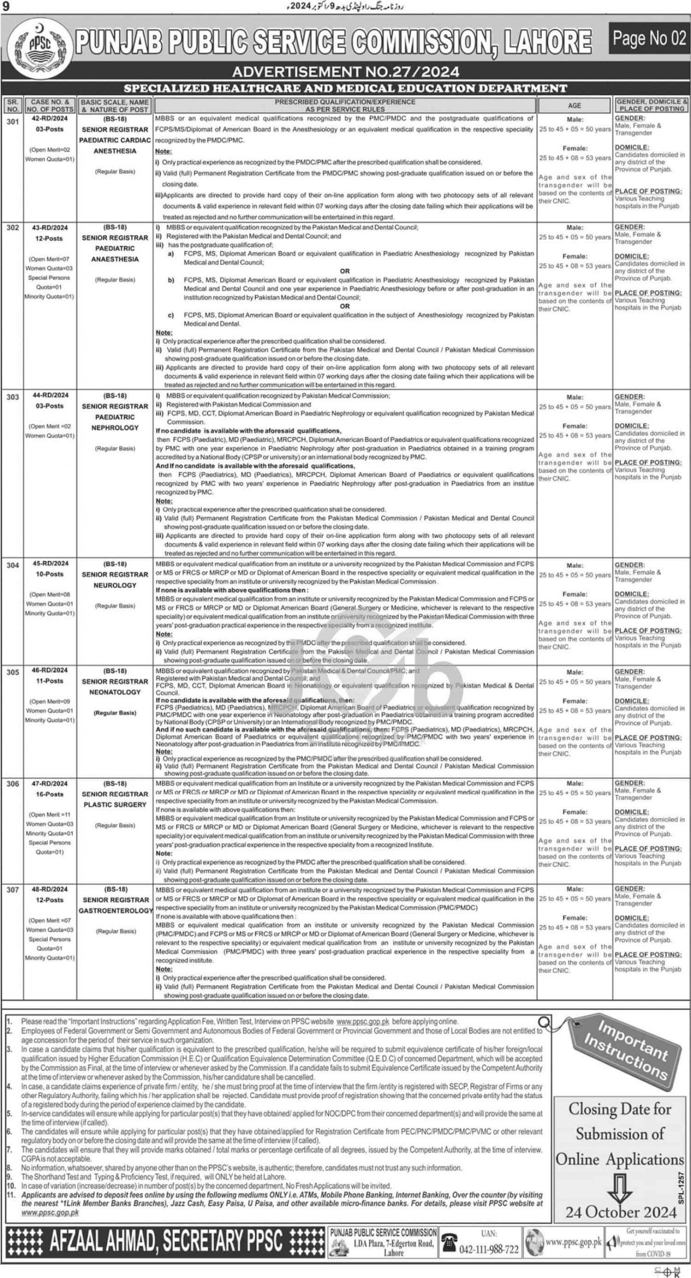 PPSC Advertisement No 27 Jobs 2024 p# 02