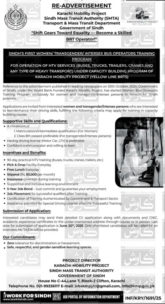 Transport and Mass Transit Department Sindh Jobs 2025 Advertisement
