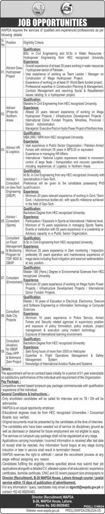 Water & Power Development Authority WAPDA Jobs 2025 Advertisement