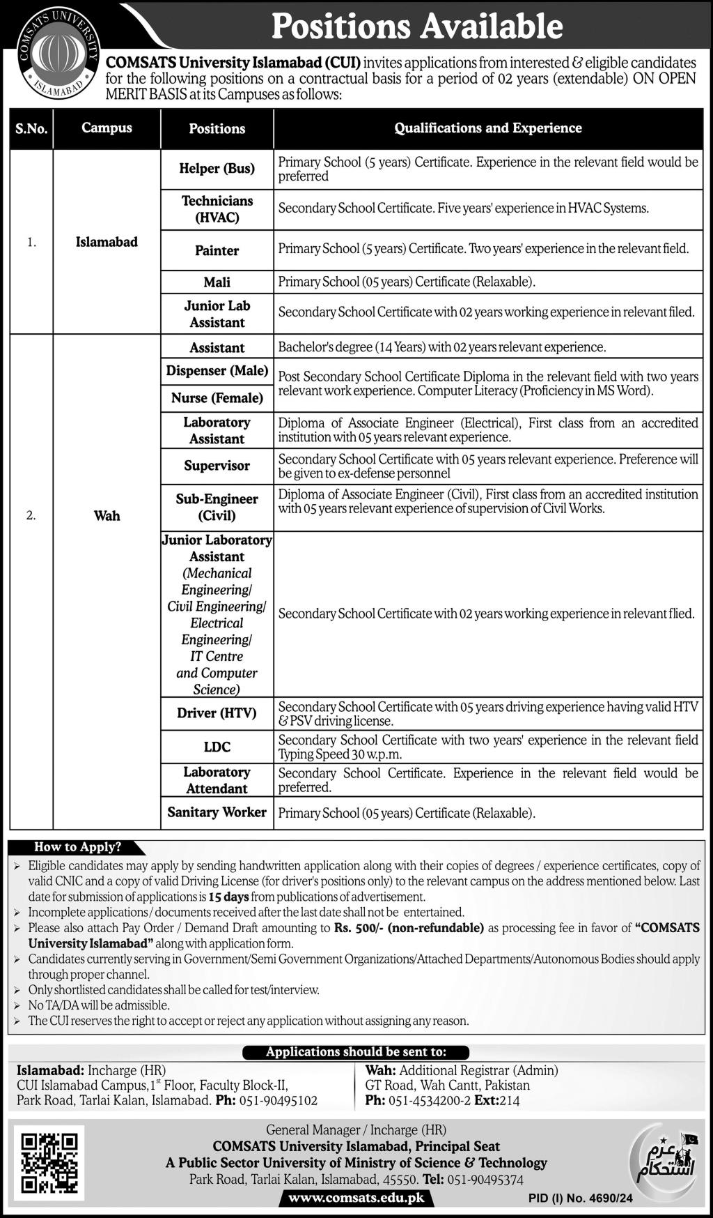Latest COMSATS University Jobs 2025 Advertisement: