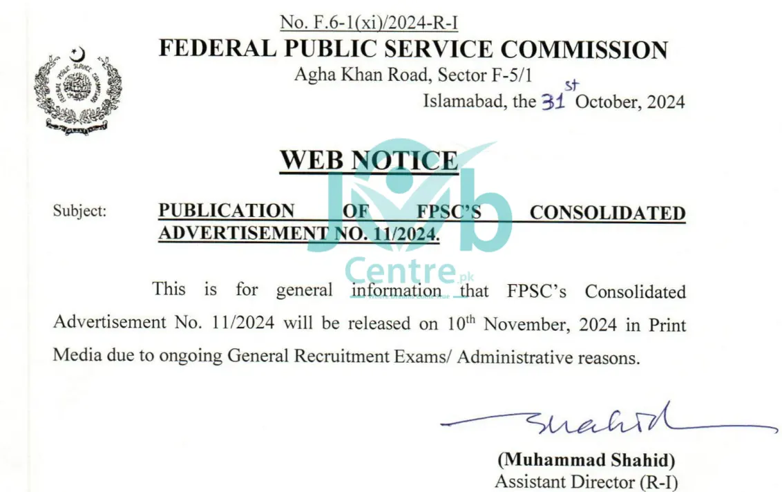 FPSC Jobs Advertisement No 11