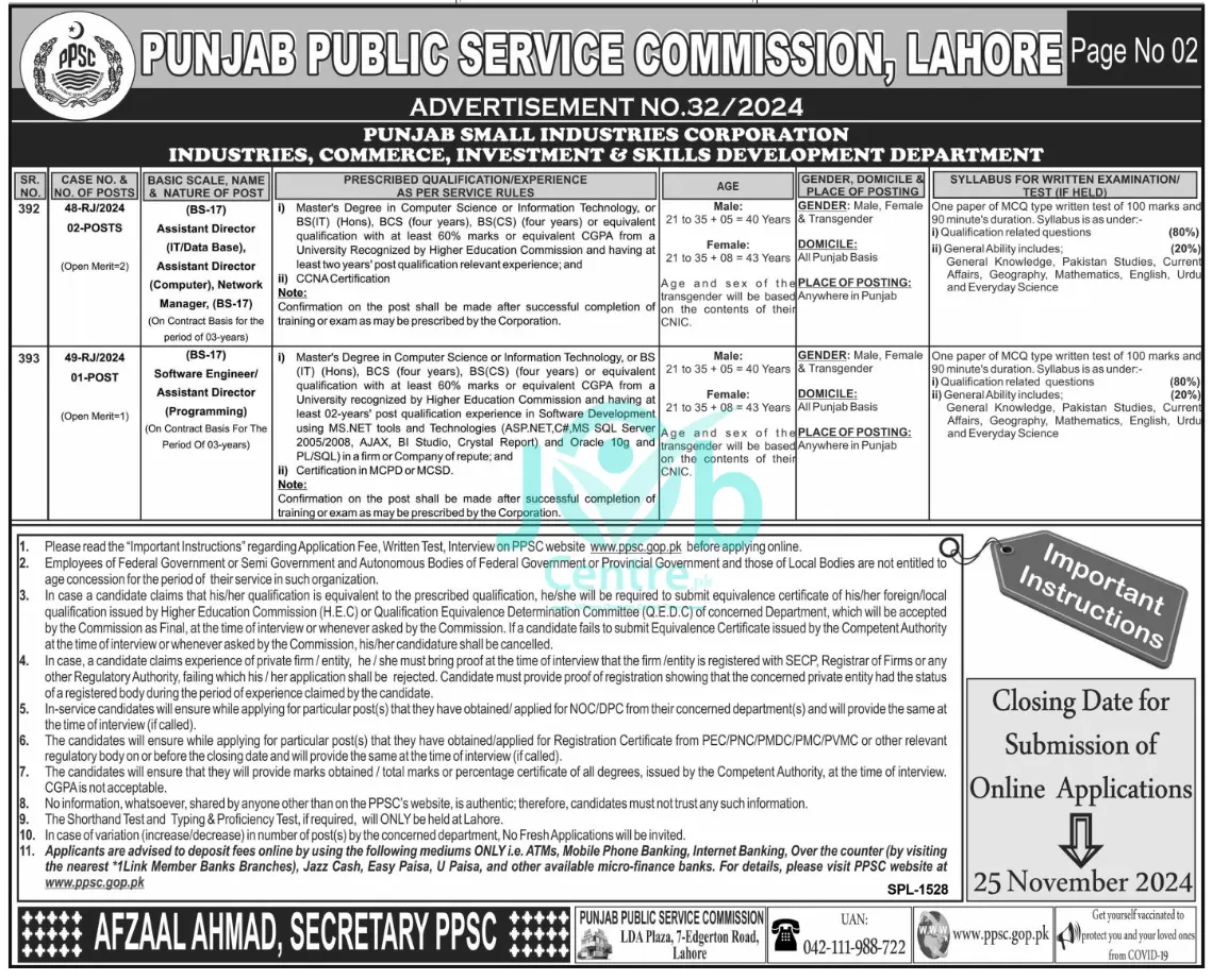 PPSC Jobs Advertisement No 322024 Page # 02