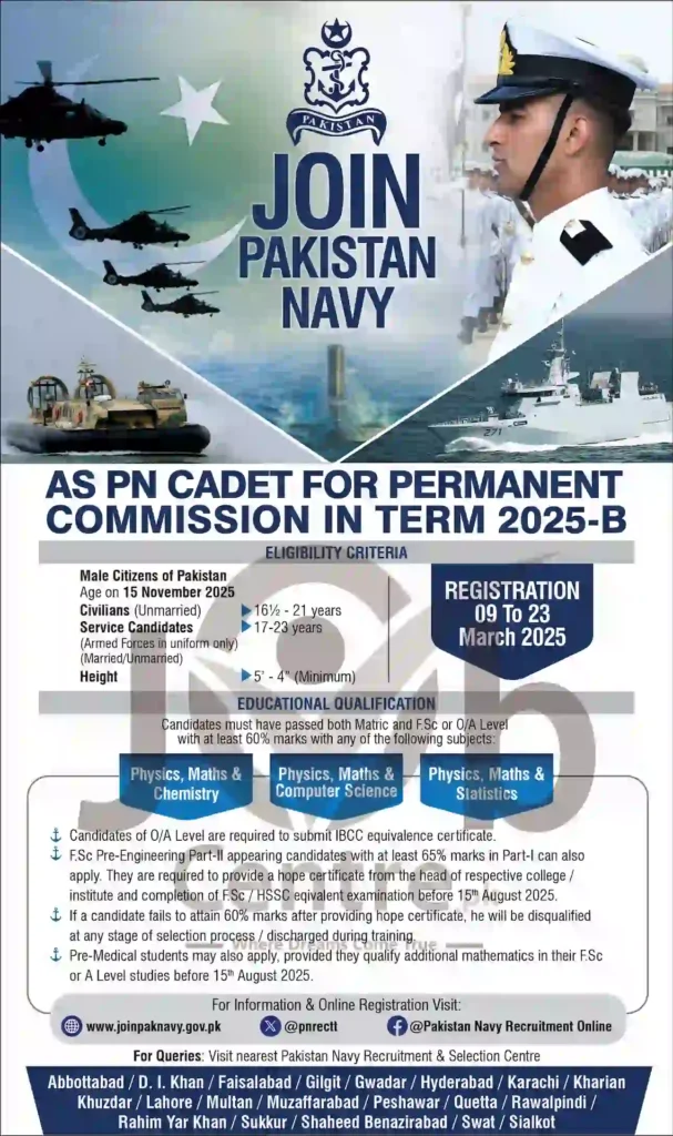 Pak Navy Registration Form 2025 Advertisement