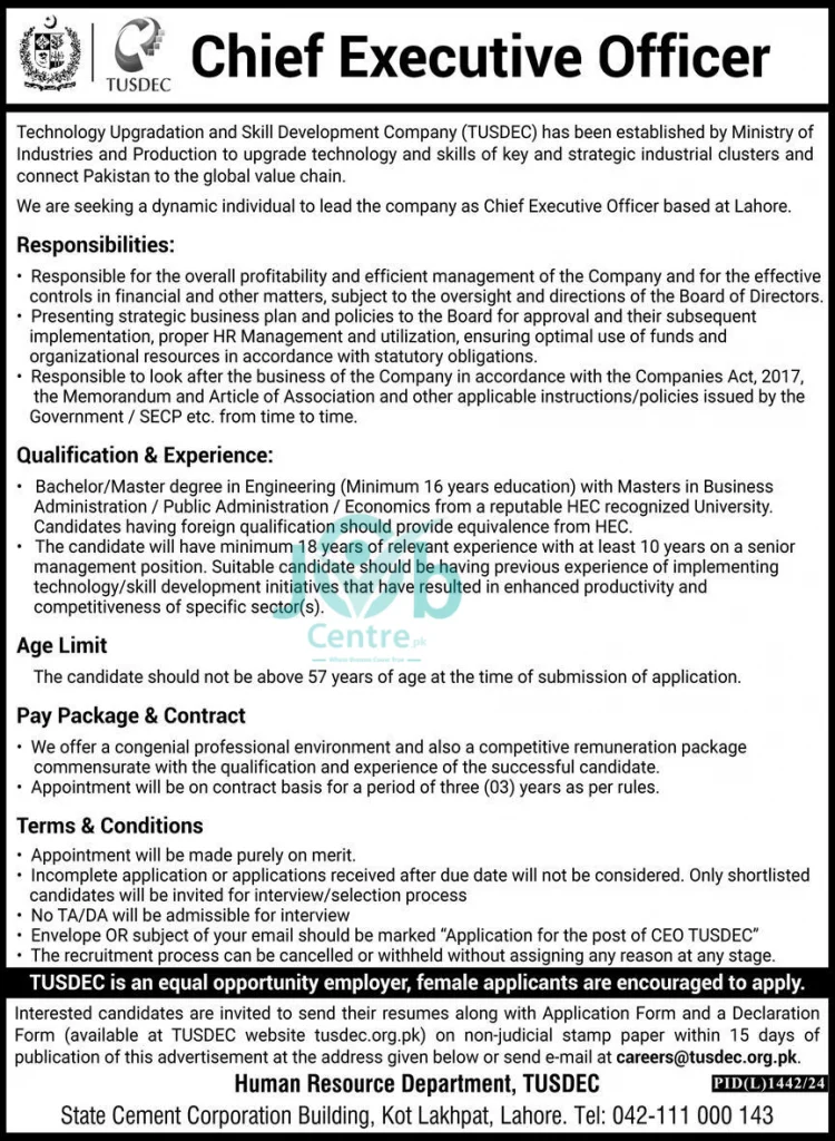 Latest TUSDEC Jobs 2024 Advertisement