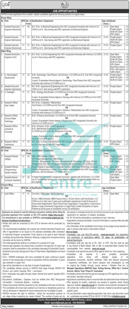 WAPDA December Jobs 2024 Advertisement