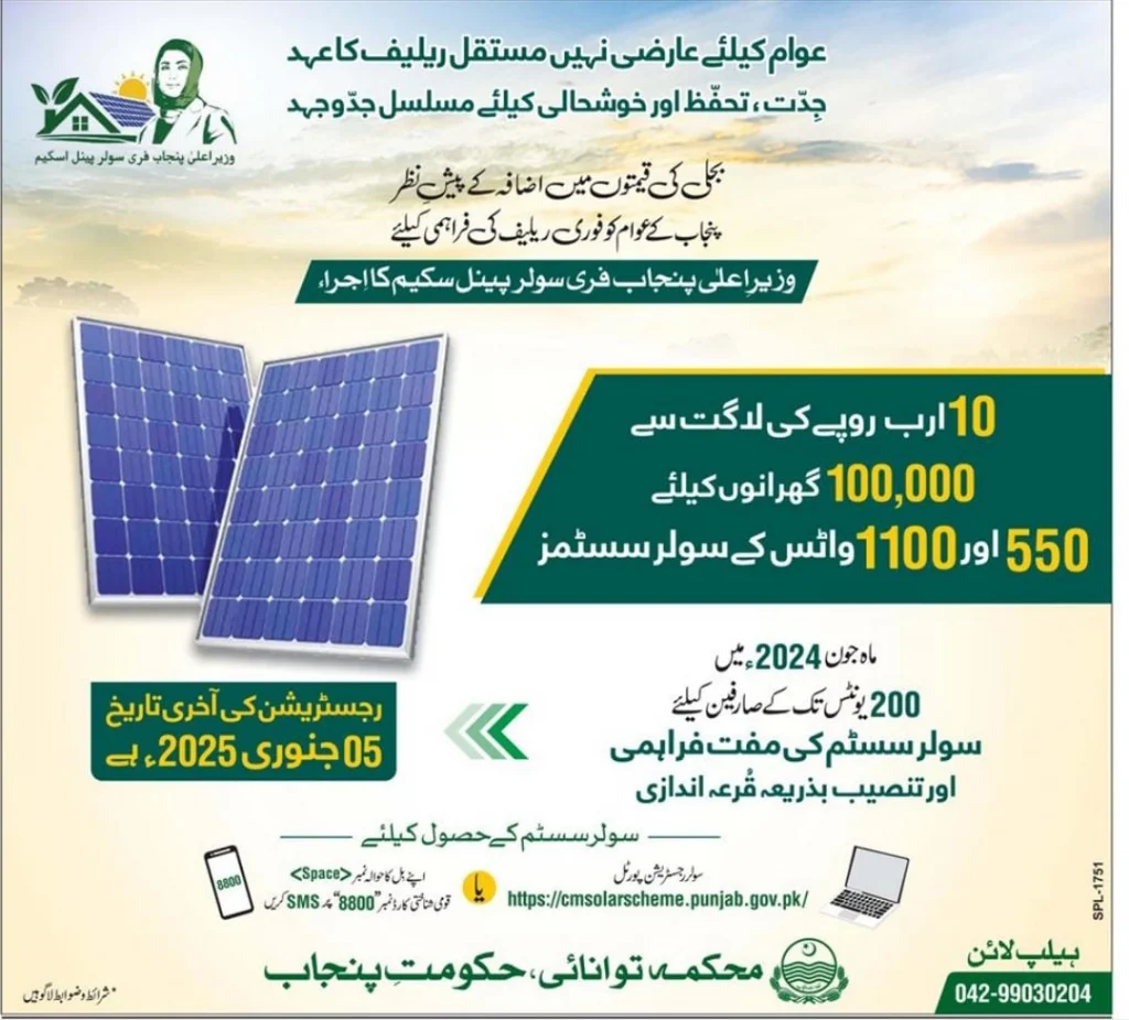 CM Punjab Free Solar Panels Scheme 2024