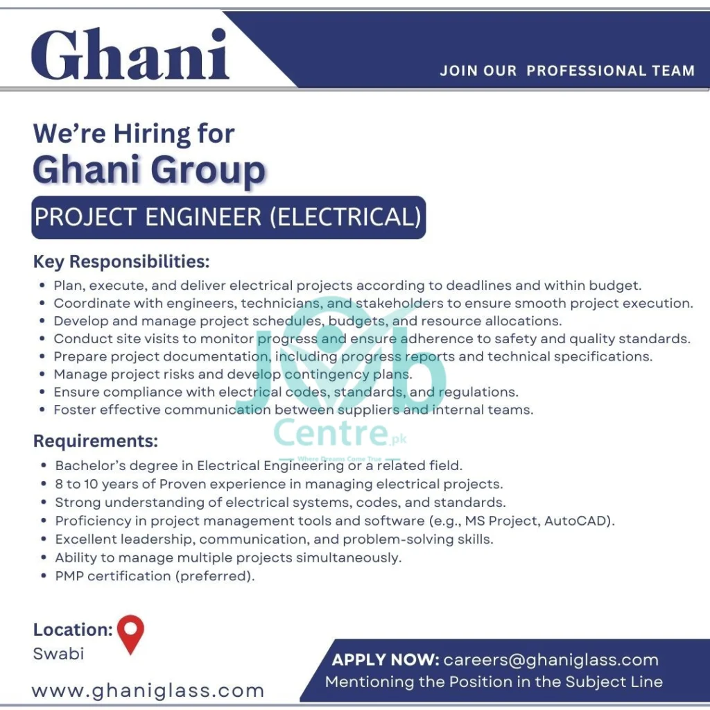 Ghani Group Jobs 2025 Latest Advertisement
