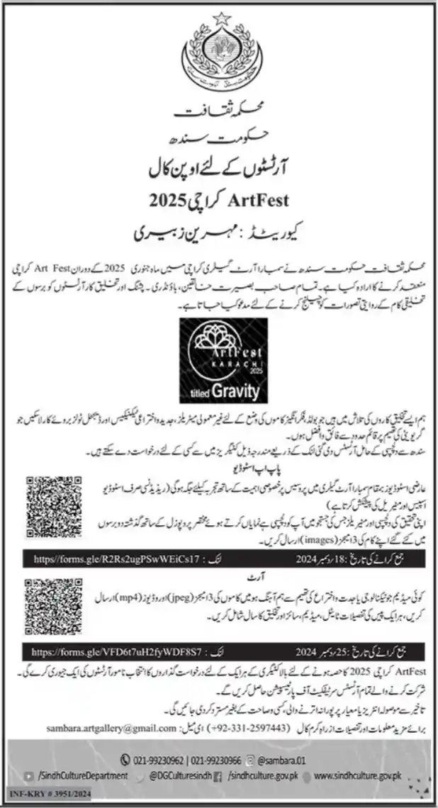 Culture Department Sindh Jobs 2025 Advertisement