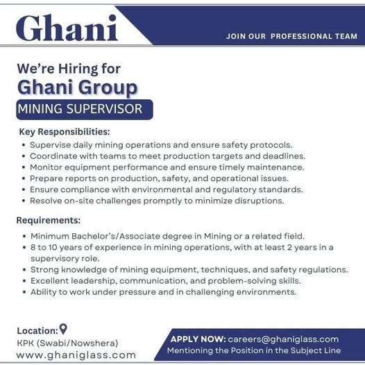 Ghani Group Jobs 2024 Advertisement