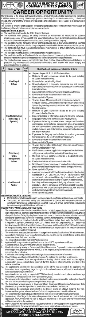 Multan Electric Power Company MEPCO Jobs 2024 Advertisement