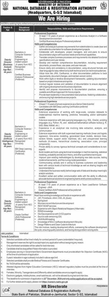 NADRA Jobs 2025 Apply Online Advertisement