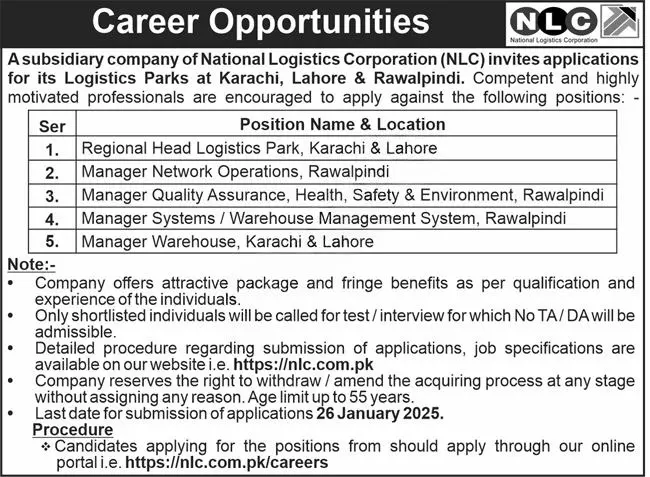 National Logistics Corporation NLC Jobs 2025 Latest Advertisement