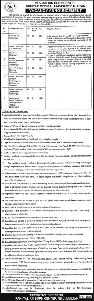 Nishtar Medical University Multan Jobs 2025 Advertisement