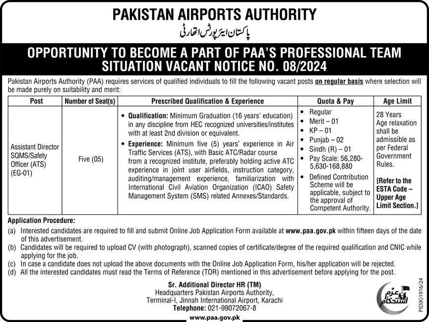 Pakistan Airports Authority PAA Karachi Jobs 2025 Advertisement