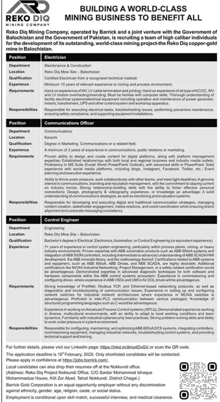  Barrick Pakistan Jobs 2025 in Pakistan Latest Advertisement