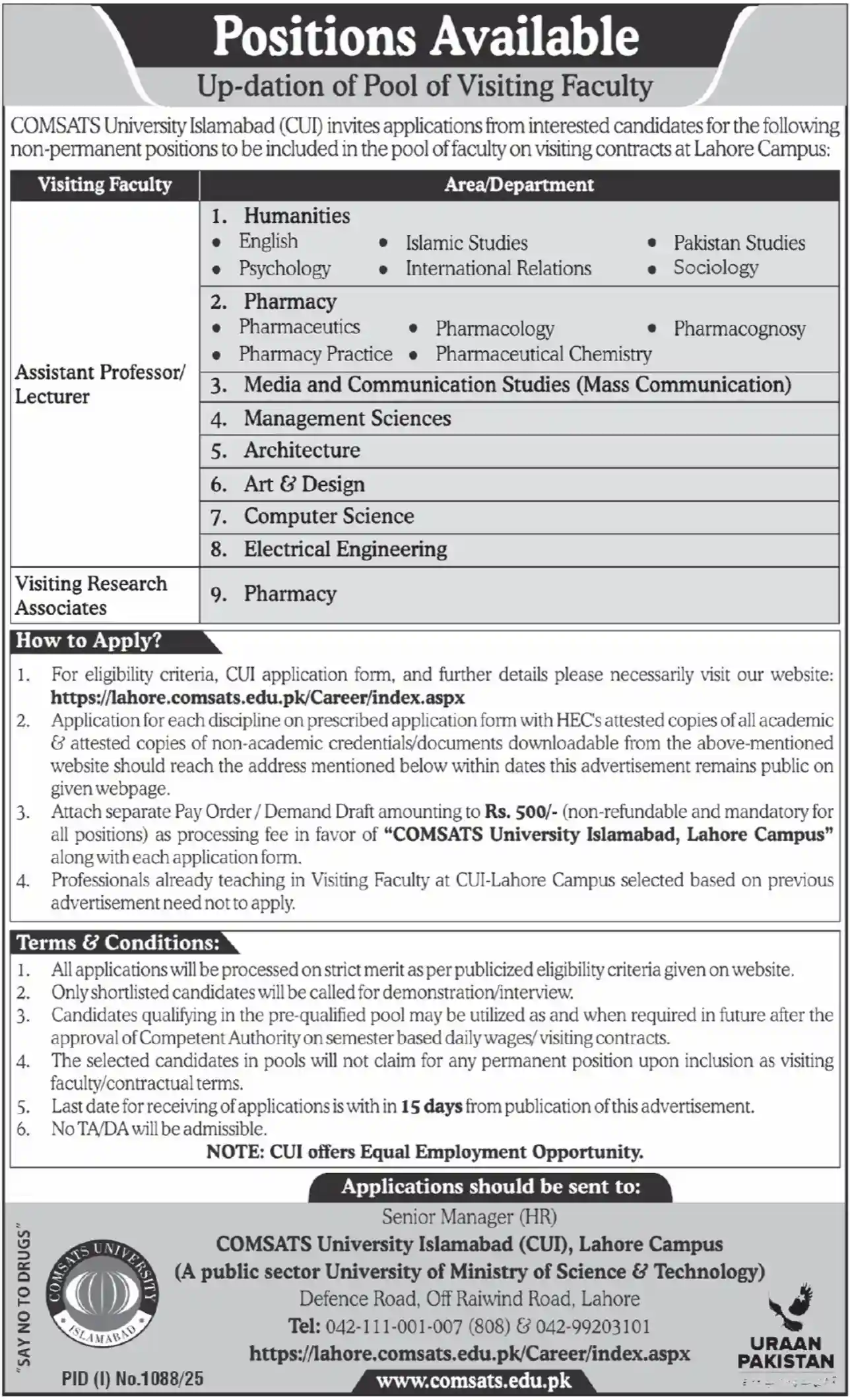 CUI Jobs 2025 Advertisement