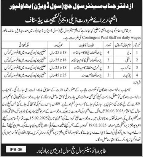 Civil Court Bahawalpur Jobs 2025 Advertisement