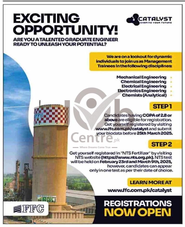 FFC Catalyst Management Trainee Engineers Program Advertisement