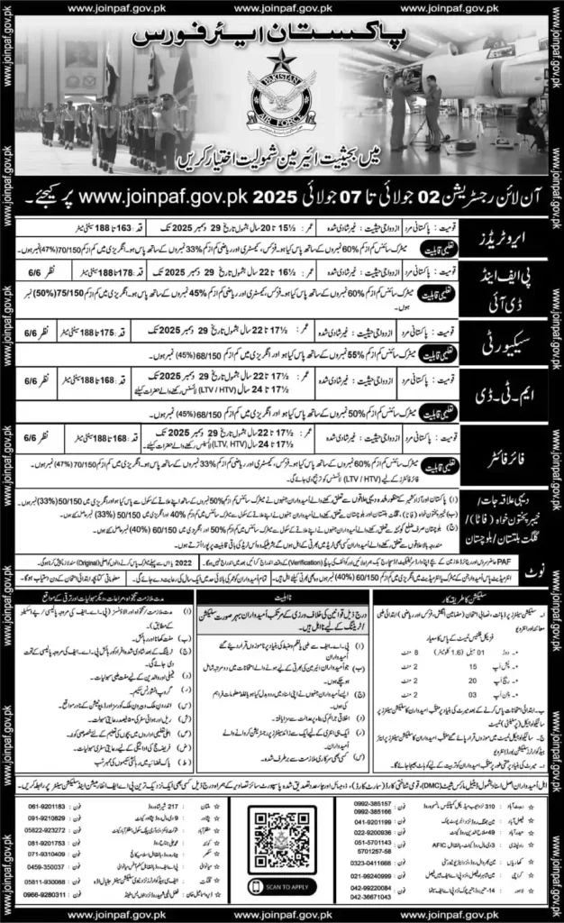 Join PAF Jobs as Airman 2025 Latest Advertisement