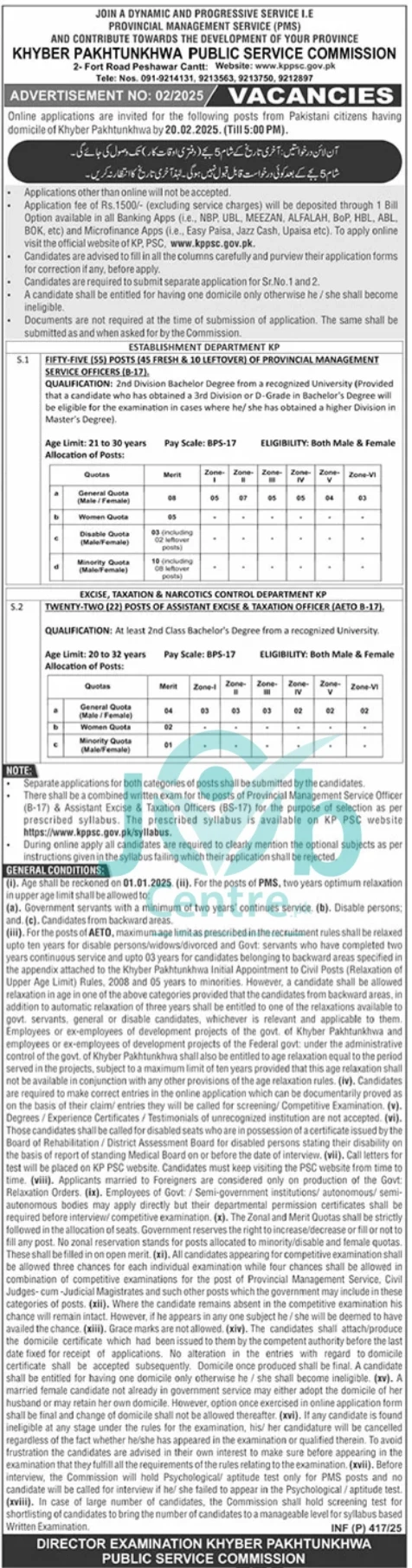 Khyber Pakhtunkhwa Public Service Commission KPPSC Jobs Latest 2025 Advertisement