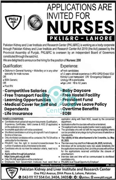 PKLI Jobs for Nurses 2025 Advertisement