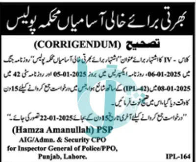 Punjab Police Civilian Jobs 2025