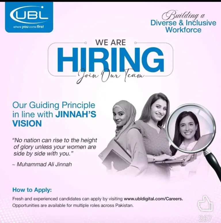 UBL Bank Matric Pass Jobs 2025 Latest Advertisement