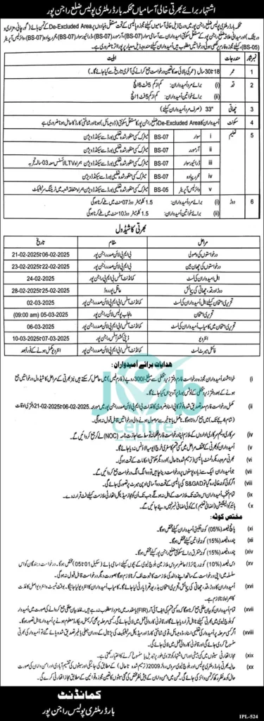 Border Military Police BMP Jobs 2025 Latest Advertisement