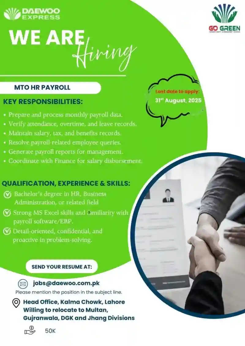 Daewoo Express Jobs in Pakistan 2025 Advertisement