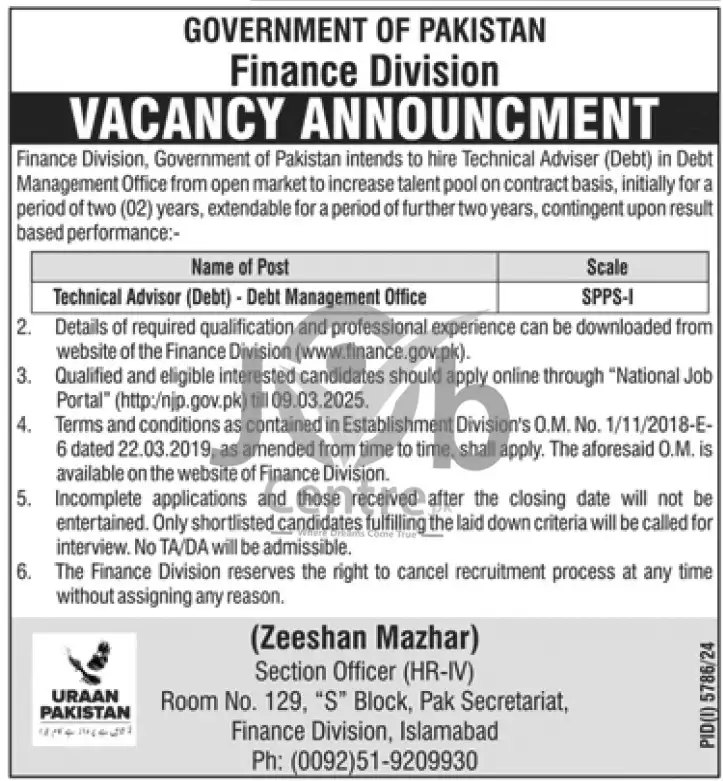 Govt Finance Jobs 2025 Advertisement