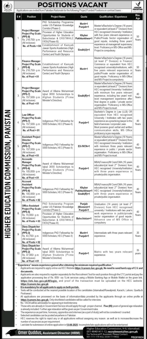 Higher Education Commission HEC Jobs 2025 Today Advertisement #1