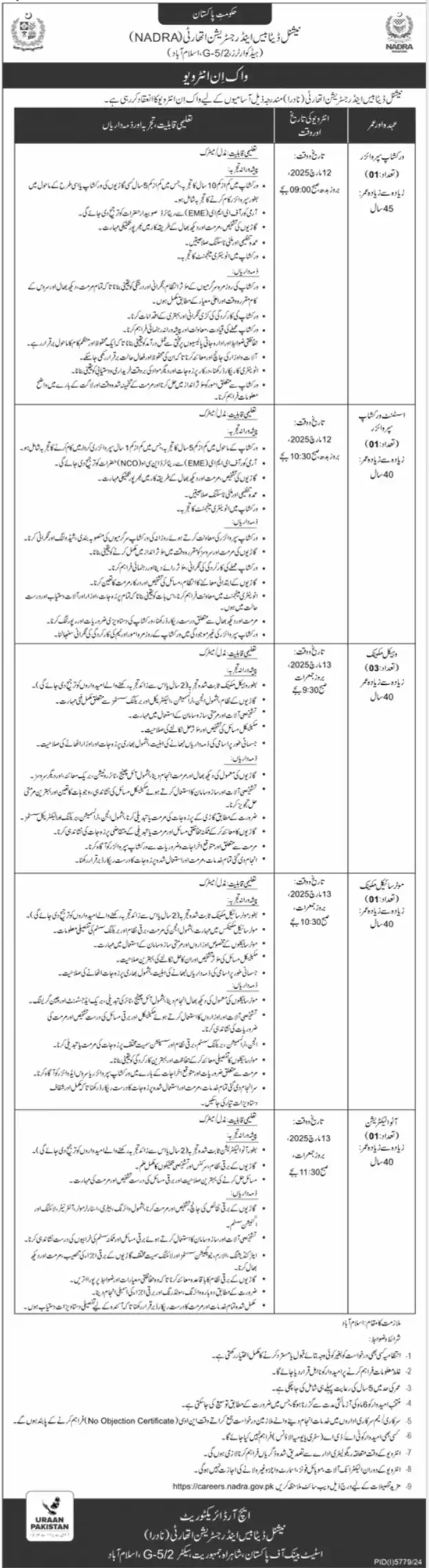 Jobs at NADRA 2025 Advertisement