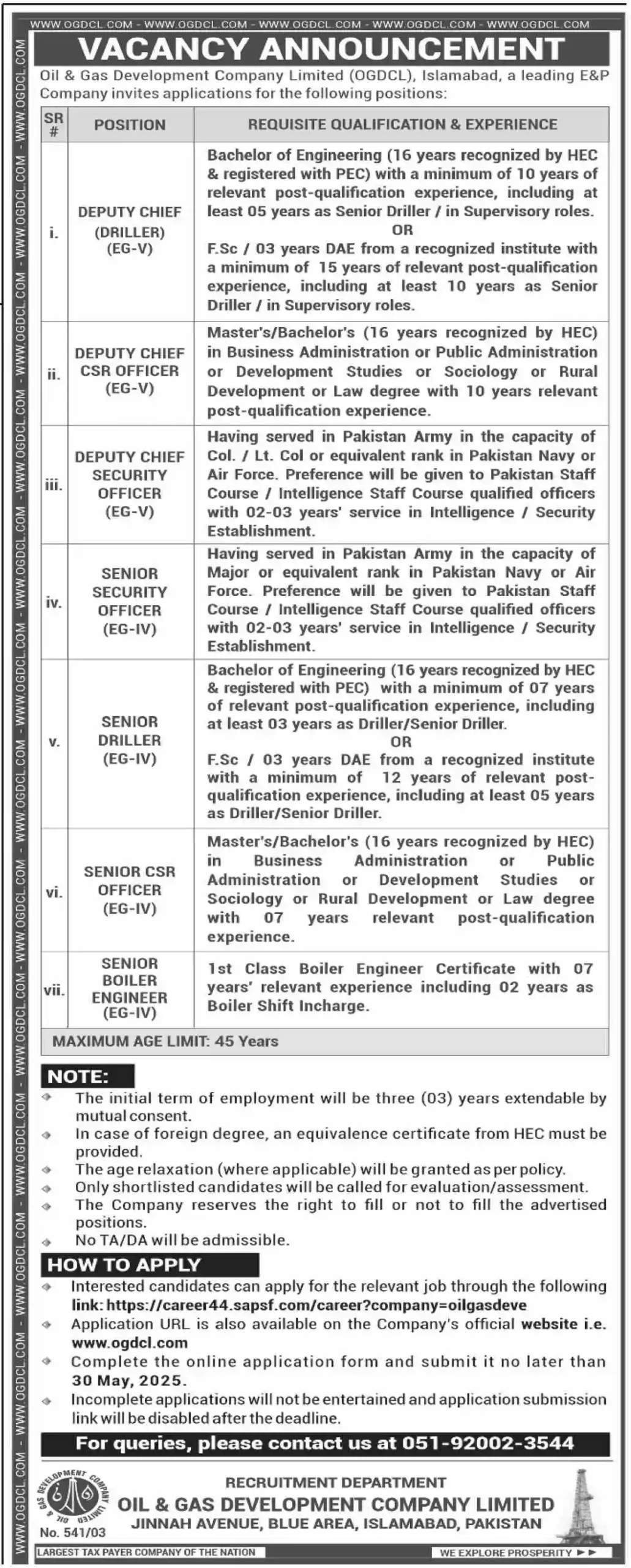 Latest OGDCL Jobs in Islamabad May 2025 Today Advertisement