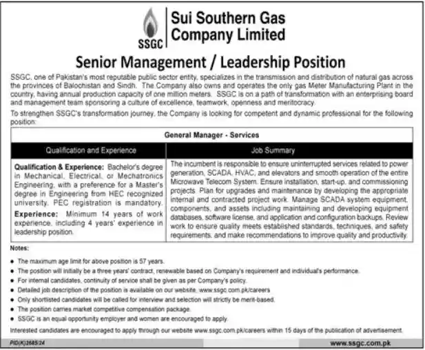 Sui Gas Jobs 2025 Latest Advertisement