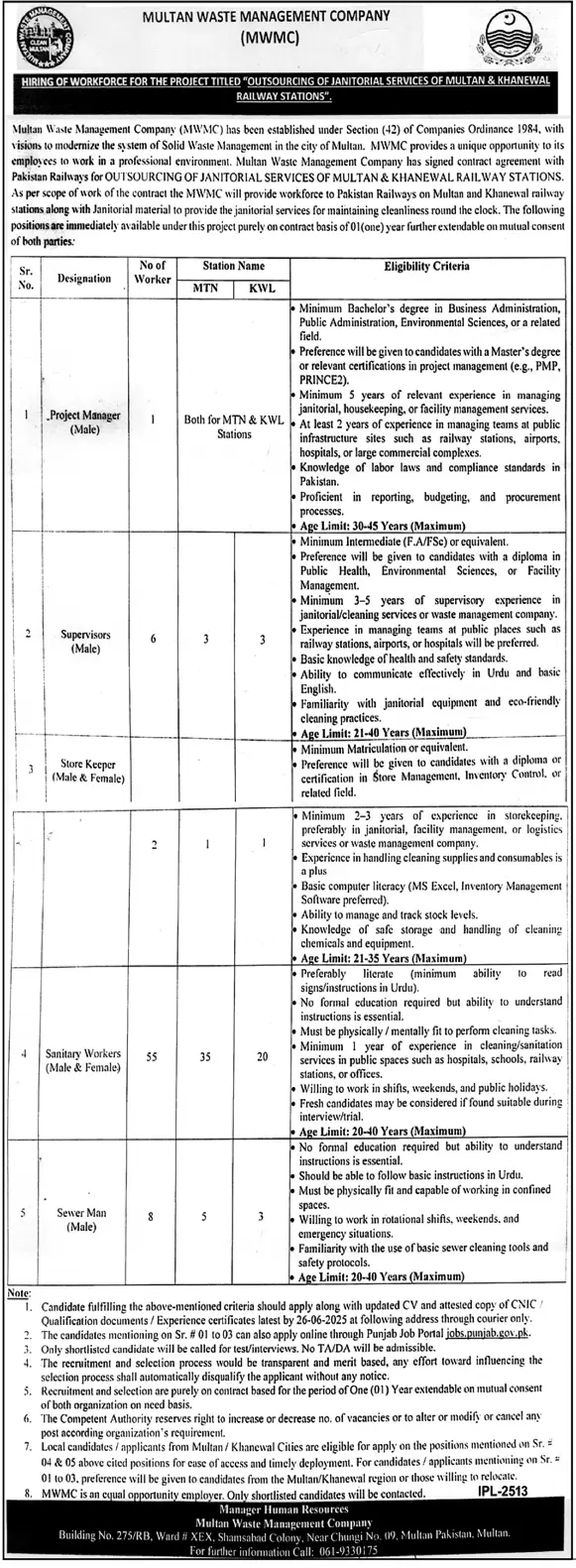 Multan Waste Management Company Jobs 2025 Latest Advertisement