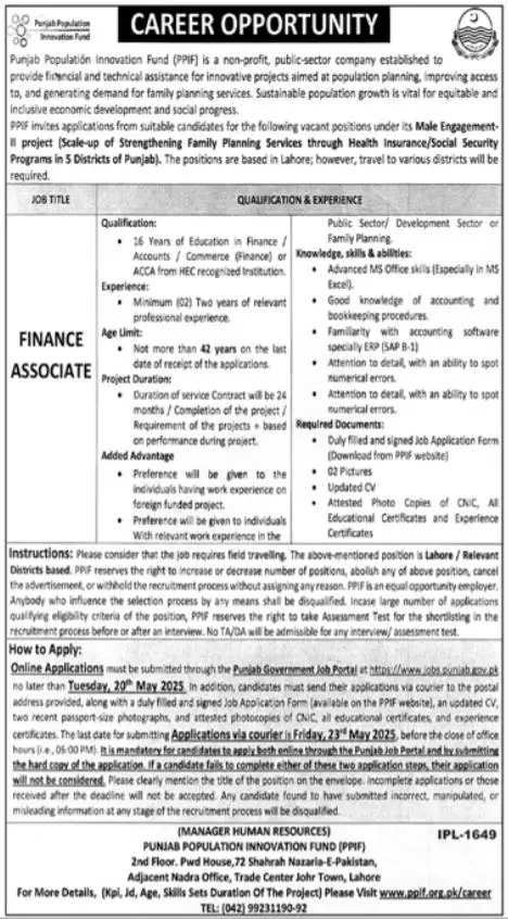 PPIF Jobs 2025 Latest Advertisement