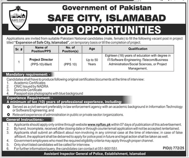 Safe City Jobs 2025 Advertisement