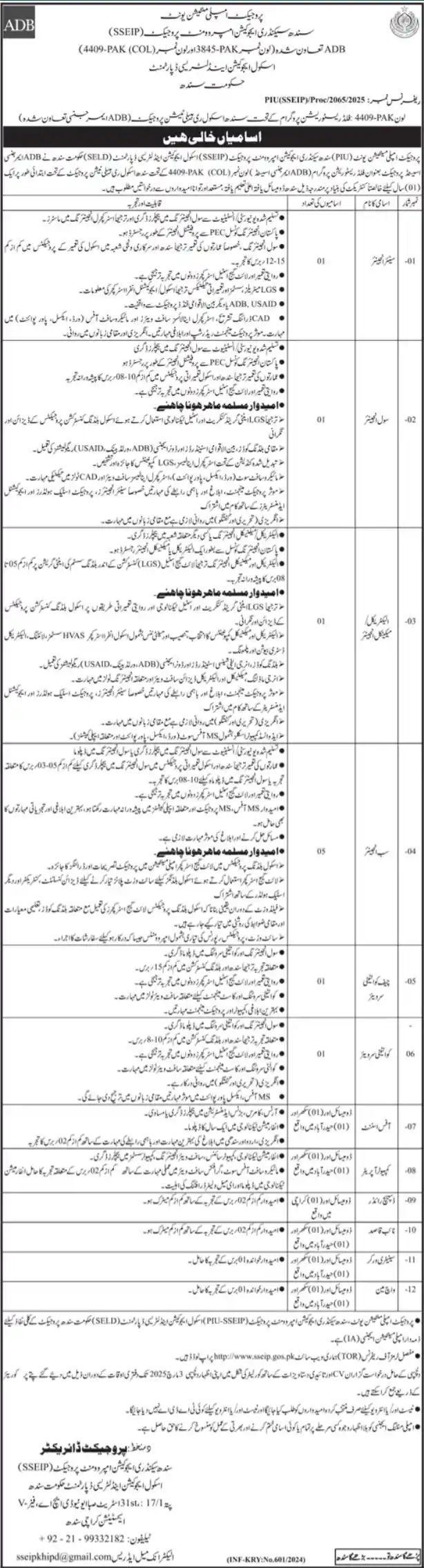 Sindh Secondary Education Improvement Project SSEIP Jobs 2025 Advertisement