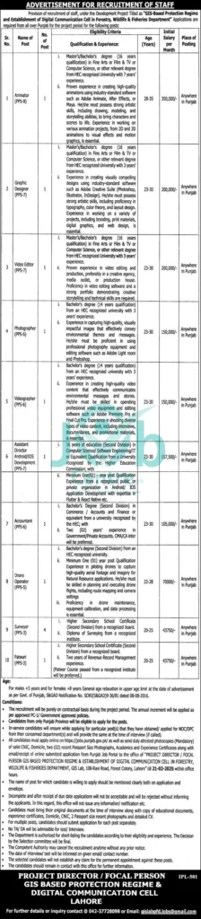 Wildlife and Fisheries Department Jobs 2025 Latest Advertisement