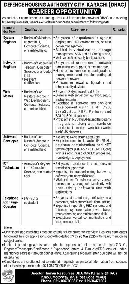 DHAC Jobs 2025 Advertisement