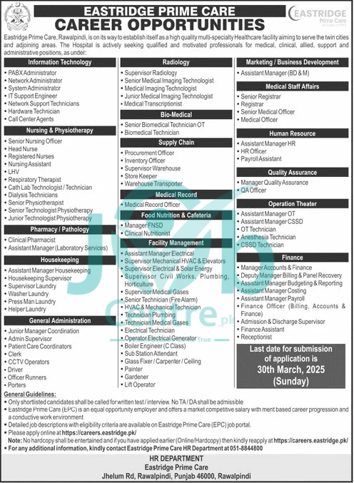Eastridge Prime Care Jobs 2025 Advertisement