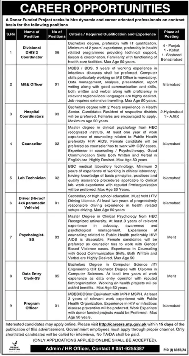 NTP Islamabad Jobs 2025 Latest Advertisement