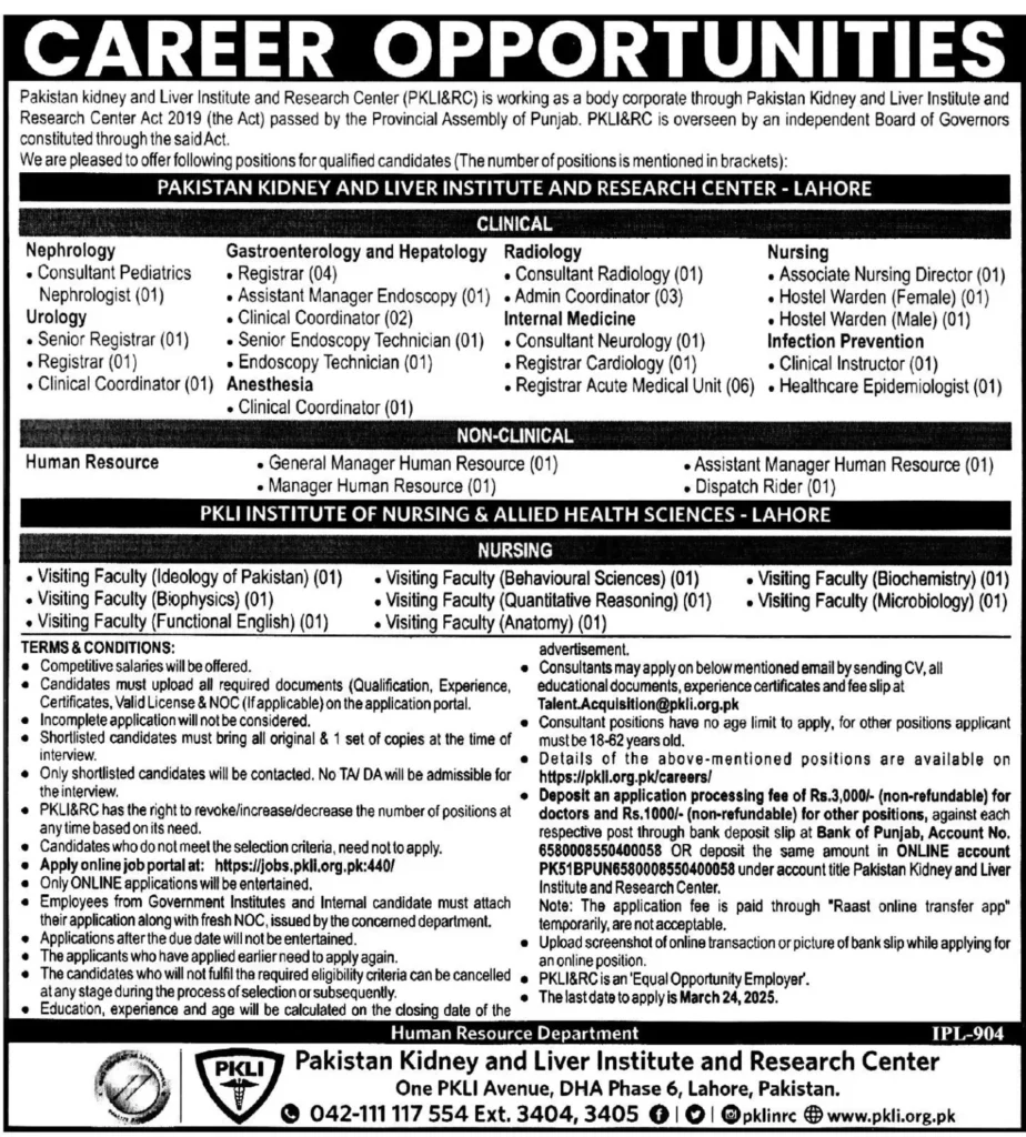PKLI Recruitment 2025 Advertisement