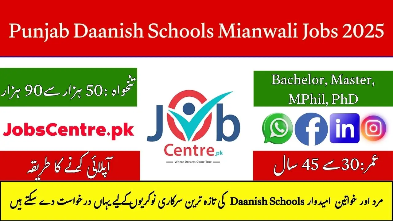 Punjab Daanish Schools Mianwali Jobs 2025