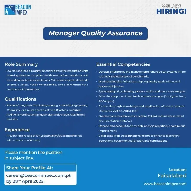 Beacon Impex Pvt Limited Jobs 2025 Advertisement