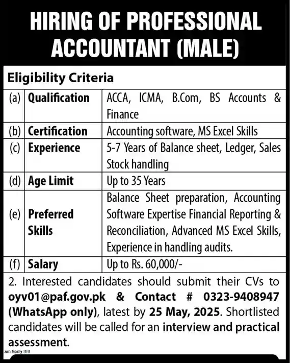 Join PAF Jobs 2025 Today Advertisement