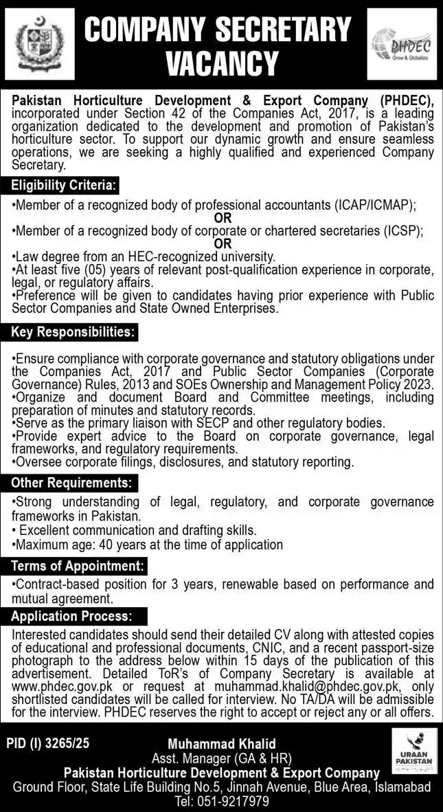 PHDEC Jobs 2025 Today Advertisement